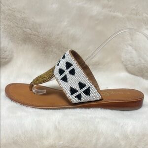 Bos. & Co. Tan and Black Geometric Sandals